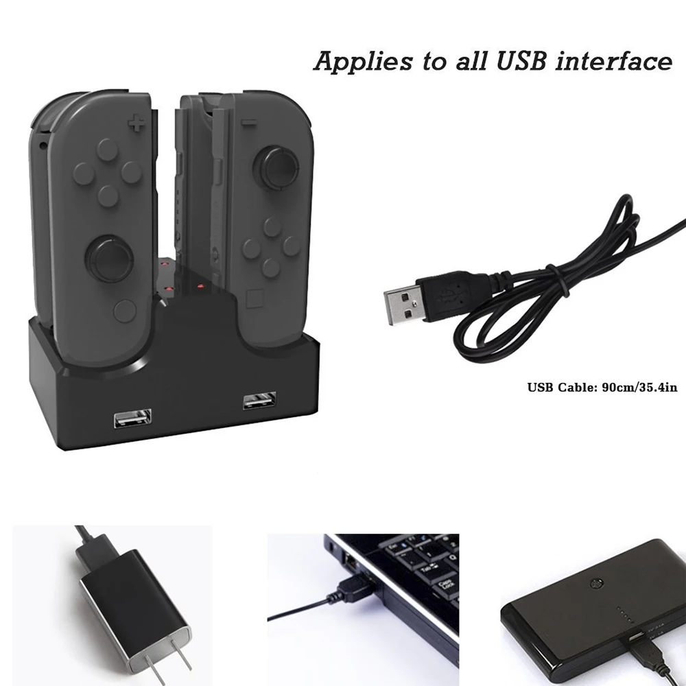 4 в 1 док-станция для зарядки с 2-Порты и разъёмы USB хаб для Nintendo Switch Joy-Con