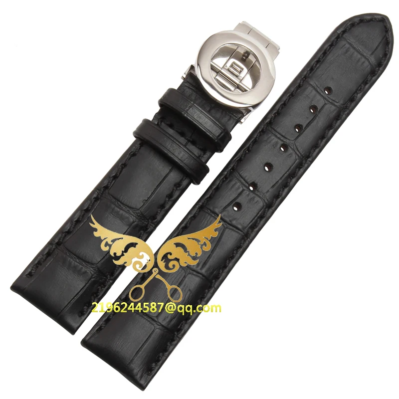 19mm 20mm 21mm 22mm Black Brown Soft Genuine Leather Alligator Grain Watch Band Strap Calf Watchband