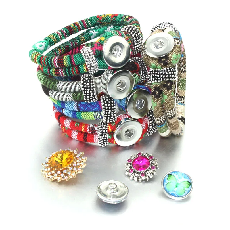 New 21cm Leather Folk Custom Snap Bracelet fit 18mm Snap Jewelry