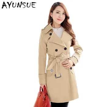 

Plus Size Women Clothing Spring Autumn Double Breasted Md-long Coat 2020 New Fashion Belt rench coat for women Outwears trench