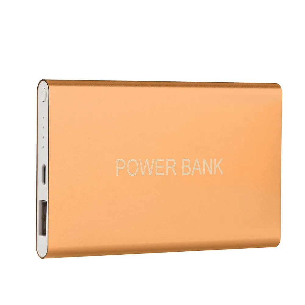 Алюминиевый Корпус Ультратонкий портативный внешнее зарядное usb-устройство для аккумулятора power Bank светильник-вес для samsung/IPhone/HUAWEI - Цвет: Золотой