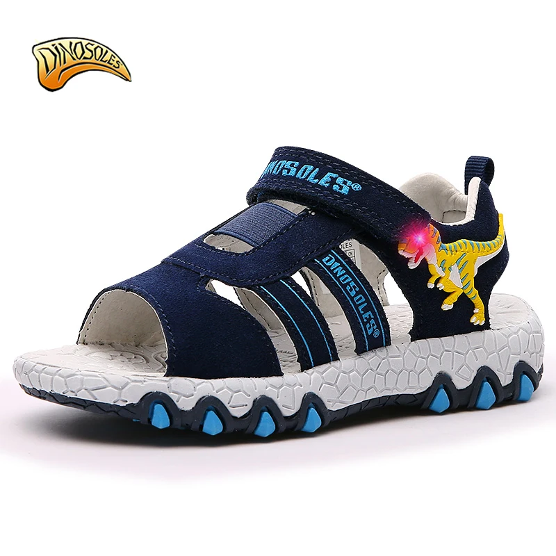 

New 2019 Summer Shoes Kids LED Light Up Baby Boys Sandals 3D Dinosaur Anti-Slip Children's Beach Shoes Toddler Sandals
