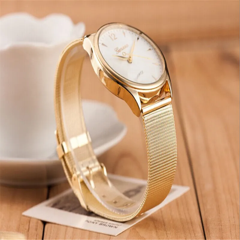 Роскошные женские часы-браслет модные женские модельные Модные женские классические золотые кварцевые наручные часы из нержавеющей стали