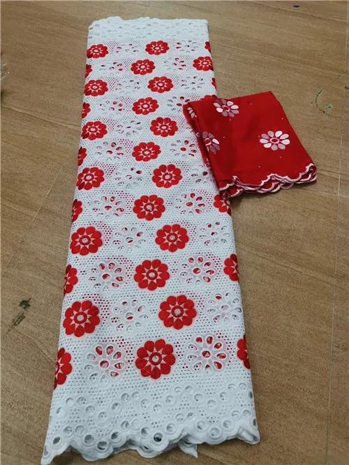 swiss voile lace in switzerland tissu dentelle white nigerian lace fabrics african dresses for women swiss lace fabric 7yard/lot - Цвет: white red