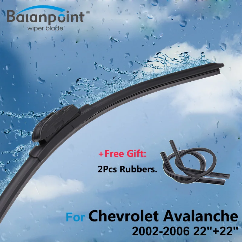 2Pcs Wiper Blades + 2Pcs Soft Rubbers for Chevrolet Avalanche 2002 2006