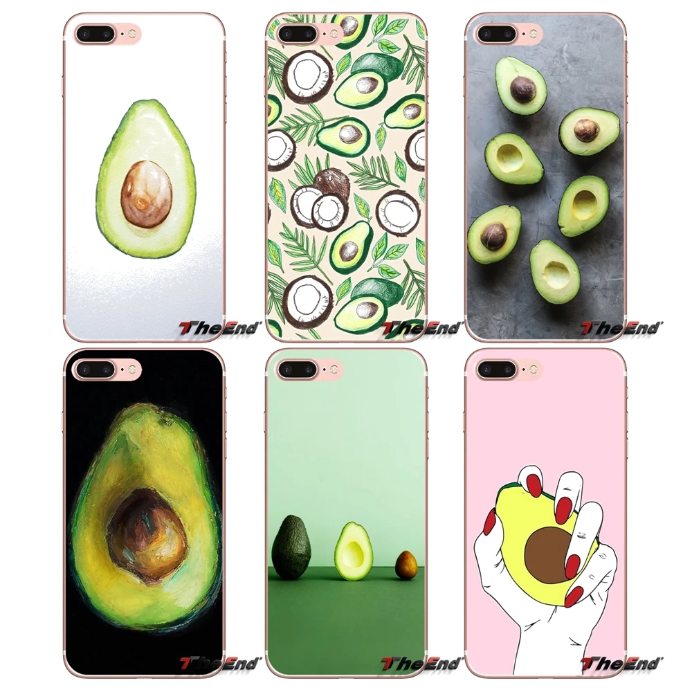 

For Samsung Galaxy S2 S3 S4 S5 MINI S6 S7 edge S8 S9 Plus Note 2 3 4 5 8 Coque Fundas Transparent Soft Shell Cover Avocado fruit