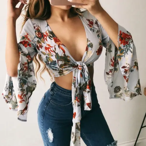 Green Chiffon Printing Floral Blouse Women Lace Up Tie Tunic Kimono Long Sleeve Loose Shirt Wrap Chest Tops Blusa Dames Green Chiffon Printing Floral Blouse Women Lace Up Tie Tunic Kimono Long Sleeve Loose Shirt Wrap Chest Tops Blusa Dames