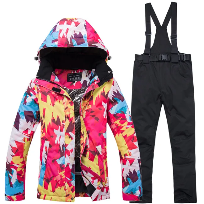Новинка, самый дешевый женский лыжный костюм 10 K, комплект для сноуборда, водонепроницаемый, ветрозащитный, 10000, зимняя куртка для альпинизма+ теплый комбинезон - Цвет: Хаки