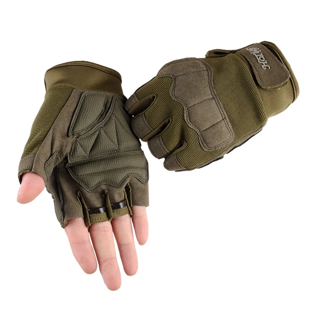 Мужские тактические перчатки без пальцев, камуфляжные перчатки на пол пальца, противоскользящие армейские тактические варежки, тактические перчатки