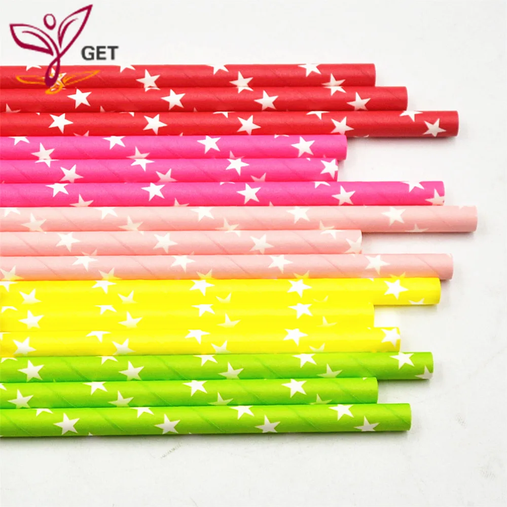 

25pcs Colourful Drinking Straws Stars Pattern Paper Straws Favors Kids Birthday Wedding Party Decoration Event Party Supplies