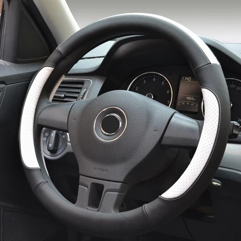 Чехол на руль из кожи для VW GoL Polo Ford Mazda Kia Hyundai 35/36/37/38/39/40 см|Чехлы руль| |
