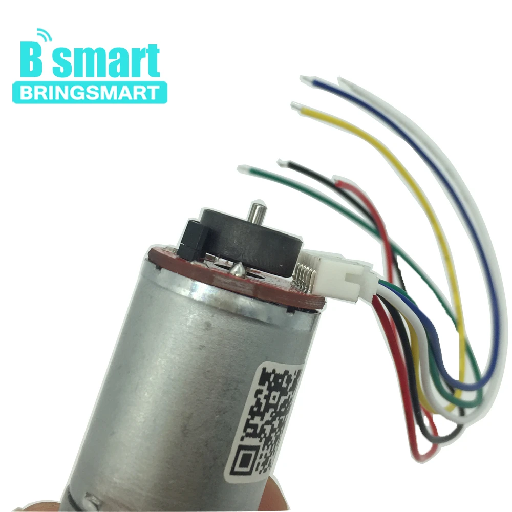 Bringsmart с источником питания от постоянного тока, 6 V-24 V JGA25-371High крутящий момент мини электродвигатель мотор-редуктор с датчиком скорости код колесный гидромотор электромобиля