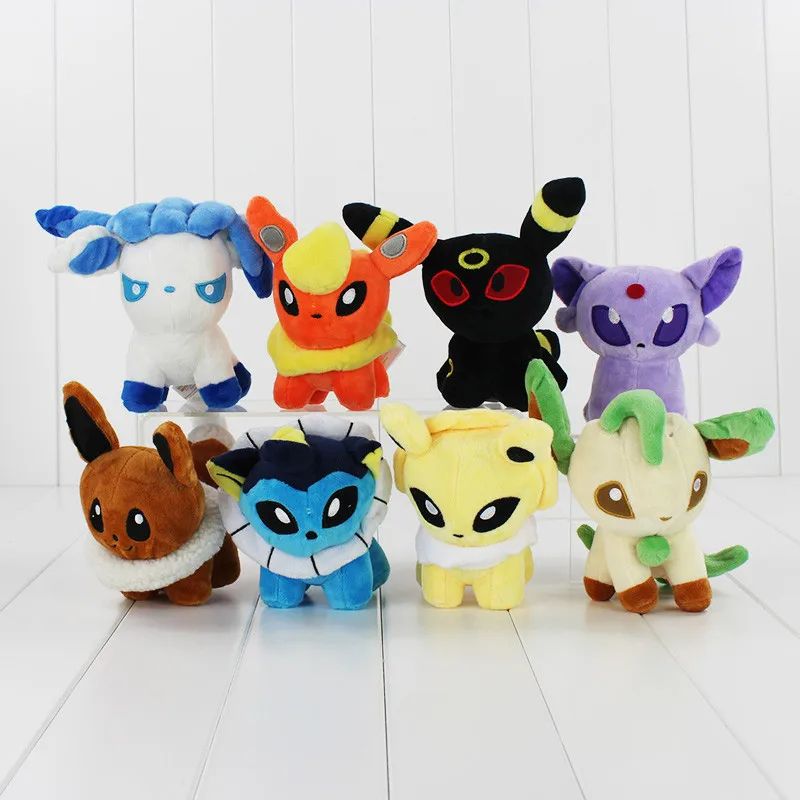 5 "14 см 8 шт./лот Umbreon Eevee Espeon Jolteon Вапореон Flareon Glaceon Leafeon Пикачу мягкого плюша Животные Q версия