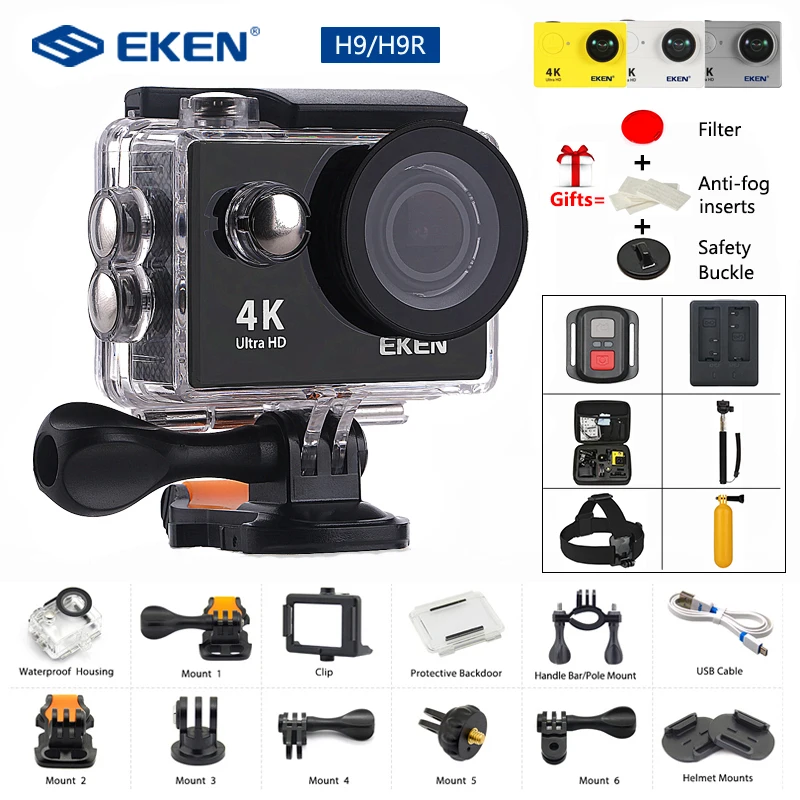 EKEN H9 / H9R Экшн камера 4K 30FPS Ultra HD WiFi 2 0 170D подводный водонепроницаемый шлем