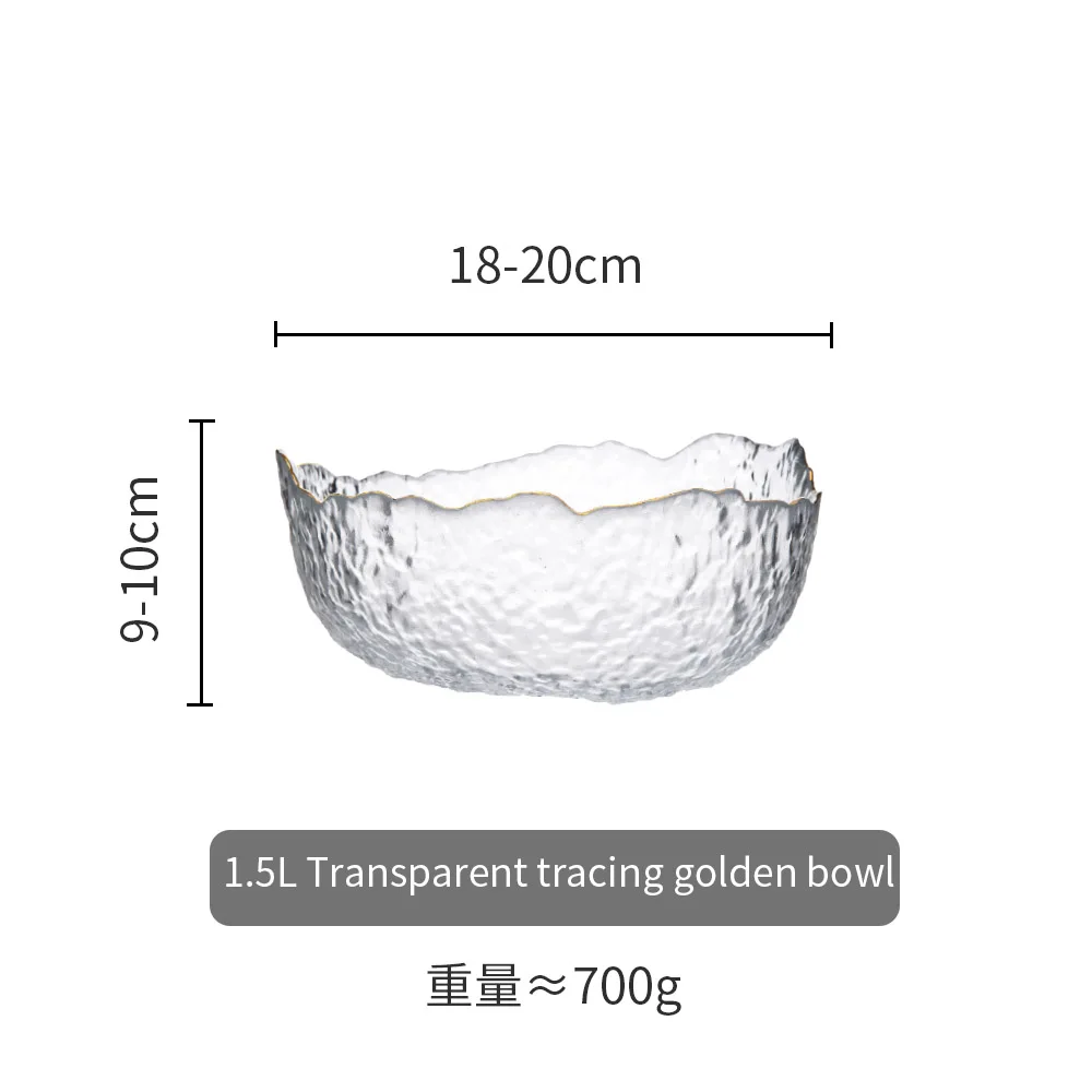 Салатница креативная большая позолоченная прозрачная стеклянная миска для десерта салат закуска фруктовый миска для - Цвет: transparent tracing