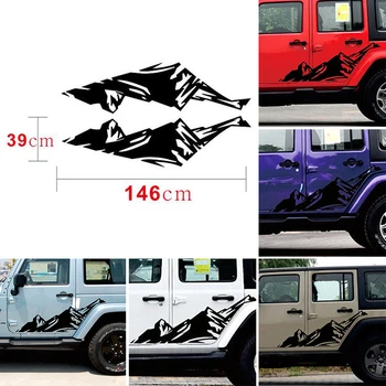 

Snow Car sticker Mountain Black Graphics Car Side Skirt Decor 2pcs Auto