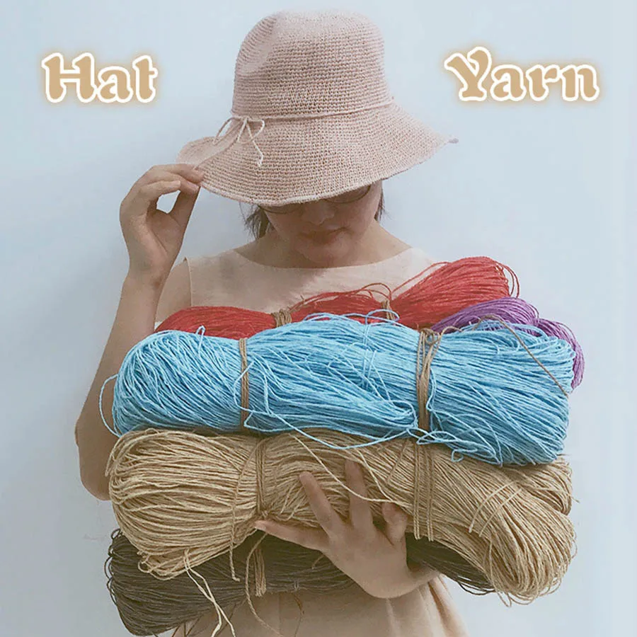 2019HotSummerHatYarnYarnforKnitting460GlotRaffiaStrawYarn
