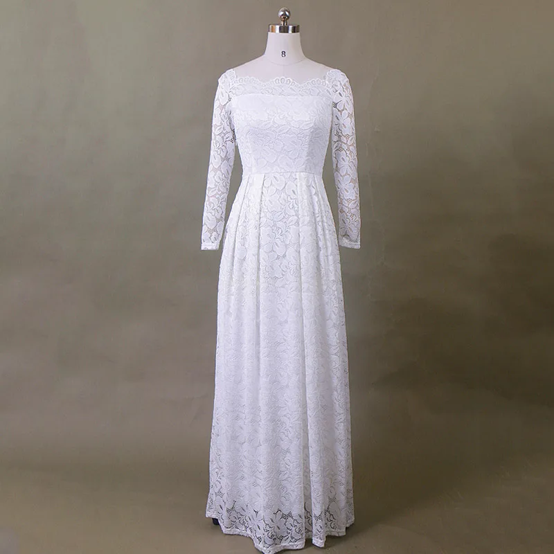 2018 Autumn Winter New Women's Brand White Lace Dress Sexy Off Shoulder Vestido De Festa Tunic Evening Wedding Party Long Dress