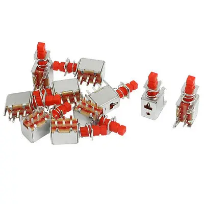 

10 x 6 Pins Latching DPDT Tact Tactile Red Push Button Switches