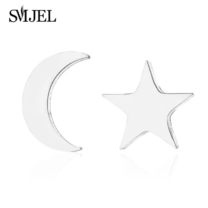 SMJEL Tiny Moon Star серьги-гвоздики из нержавеющей стали повседневные подростковые ювелирные изделия серьги день матери Небесный подарок на день рождения - Окраска металла: GED155