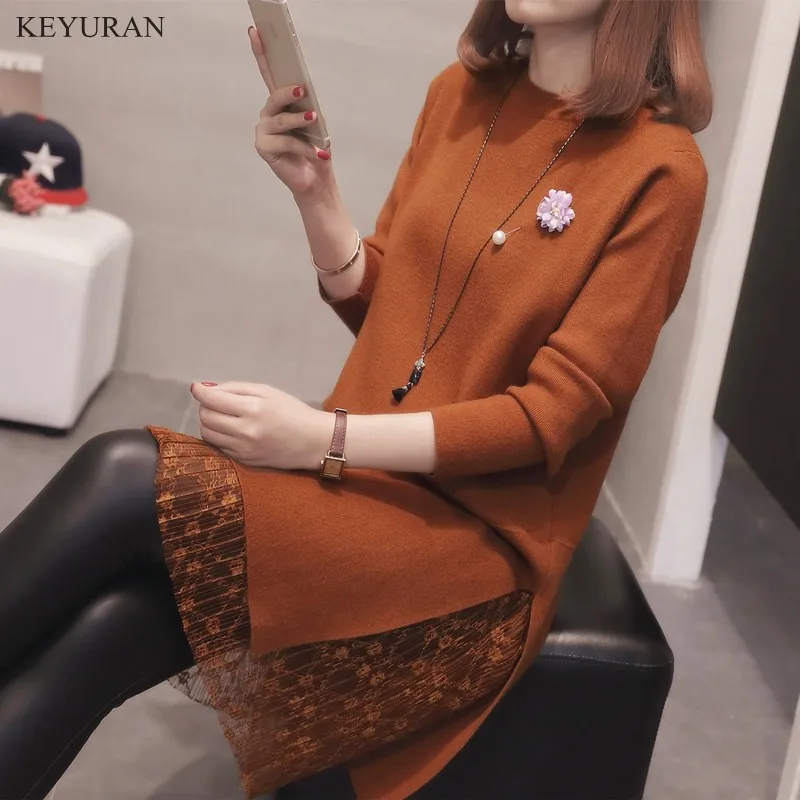 Женское трикотажное платье с кружевом большие размеры XXL 3XL L1663|Платья| |