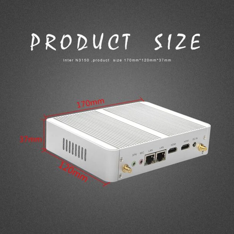 Безвентиляторный мини ПК PfSense 2 * lan HDMI Windows 10 AES NI openvpn intel N3150 четырехъядерный Макс 08