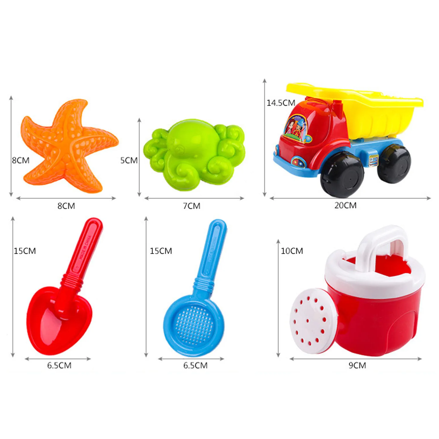 Finest  6PCS Funny Summer Beach Sand Game Toys Set with Car Watering Can Shovel Starfish Octopus Filter for