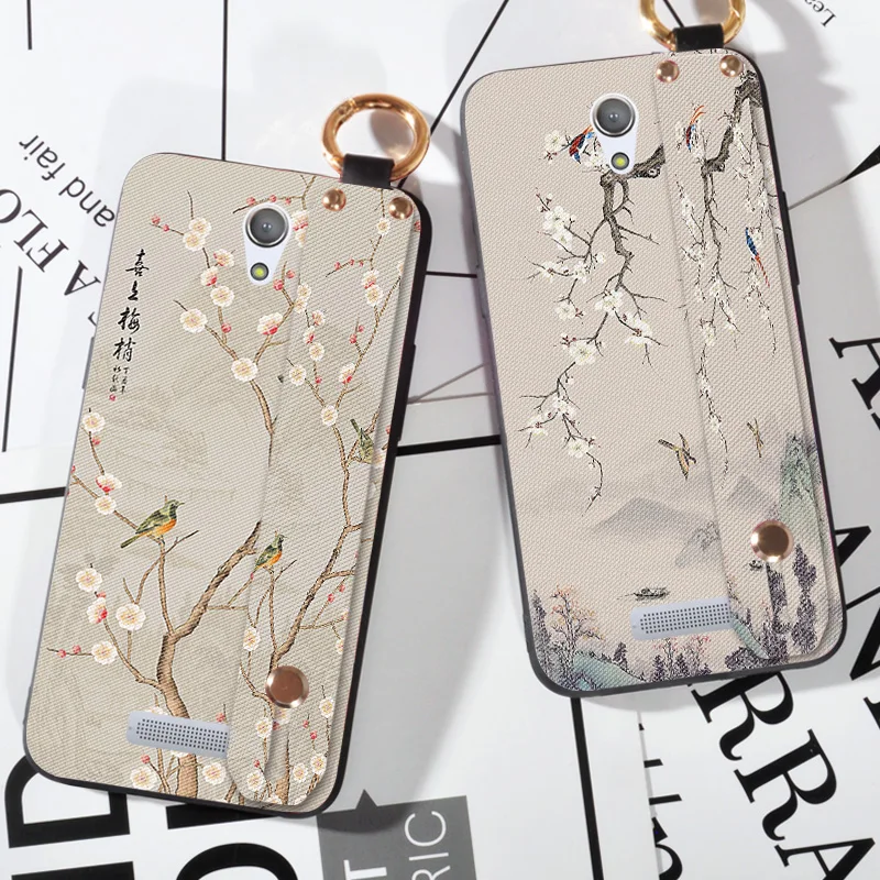 

3D Embossed Flowers Case For Highscreen Power Five Pro Hand Cover Wrist Strap Cases For Highscreen Power 5 pro Capa Stand Coque
