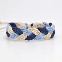 Мужской синий Модный 6 или 9 Strand Сплетенный браслет для мужчин и женщин шнуровка веревка браслет Повседневная и свободная Мода