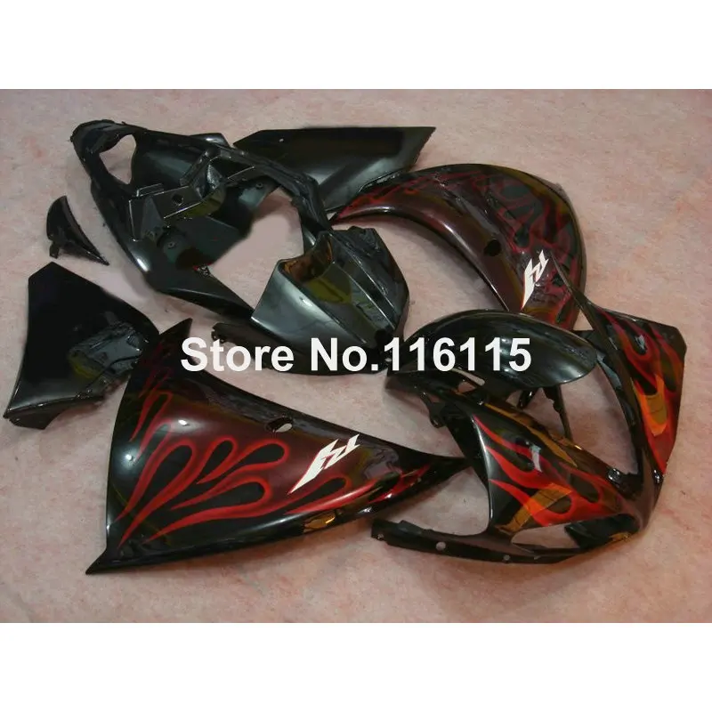 

Injection molding new bodywork set for YAMAHA YZF R1 2009-2014 fairing kit YZF-R1 09 10-13 14 red flames in black fairings CQ74