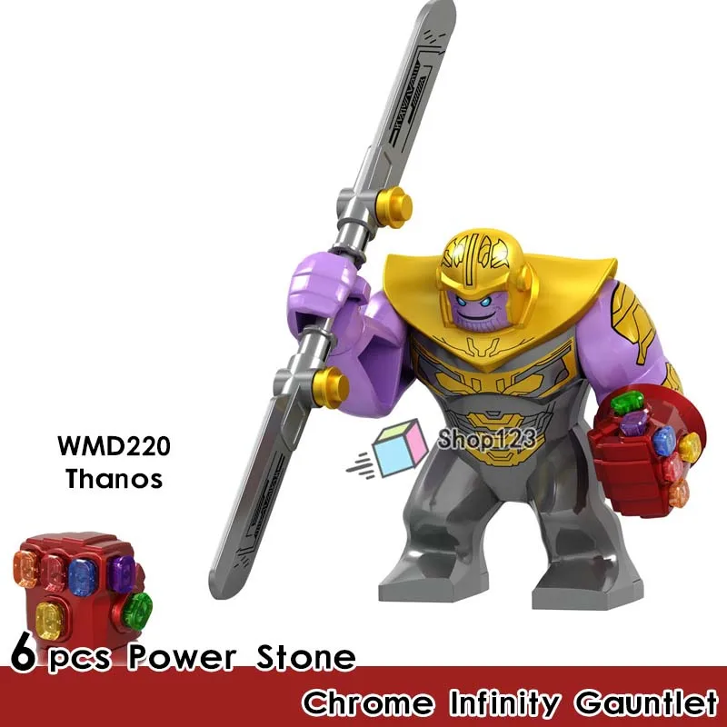 

Single Marvel Big Thanos Infinity Gauntlet Hulk Iron Man Spiderman Black Panther Building Blocks Large Toys For Children