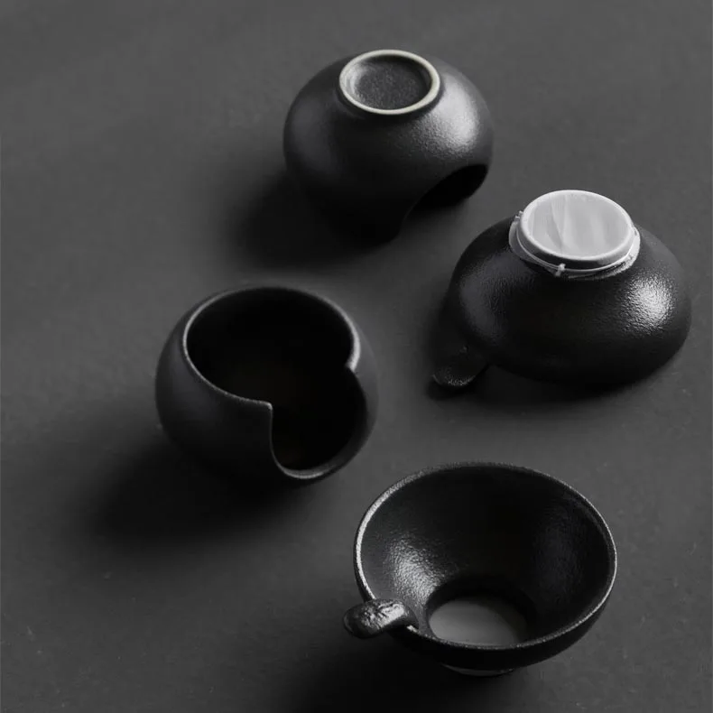 Ретро черный дзен чайные ситечки японский стиль грубая Керамика Чайный фильтр керамический чайный набор кунг-фу Аксессуары Анти-обжигающая чайная посуда