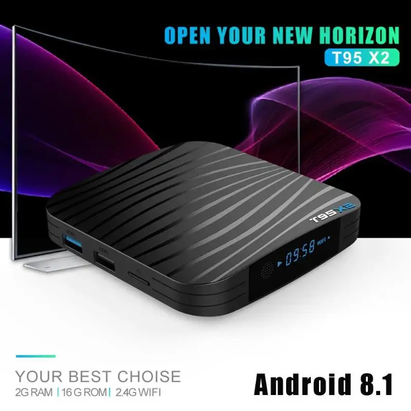 T95X2 Smart tv BOX Android 8,1 2 ГБ+ 16 Гб четырехъядерный процессор Amlogic S905X2 4K медиаплеер телеприставка T95 X2