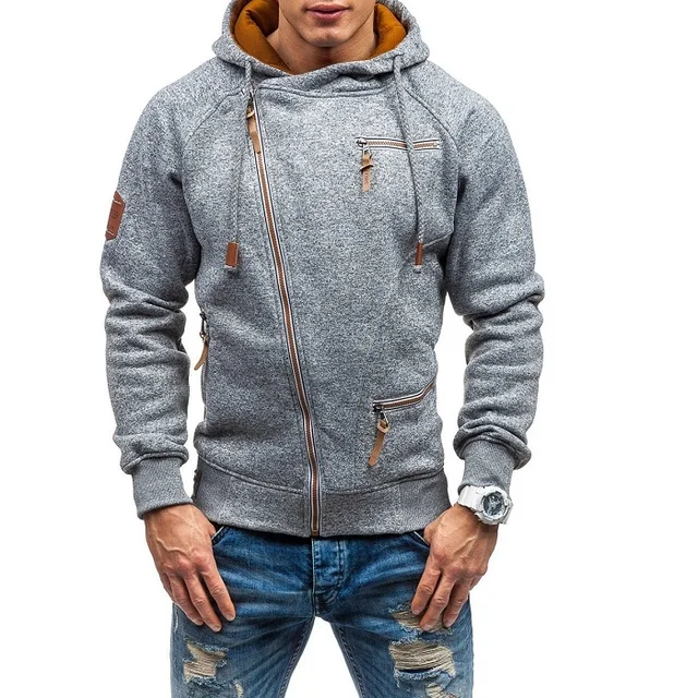 2018 High Quality Men Hoodies Winter Drawstring Zipper Hooded