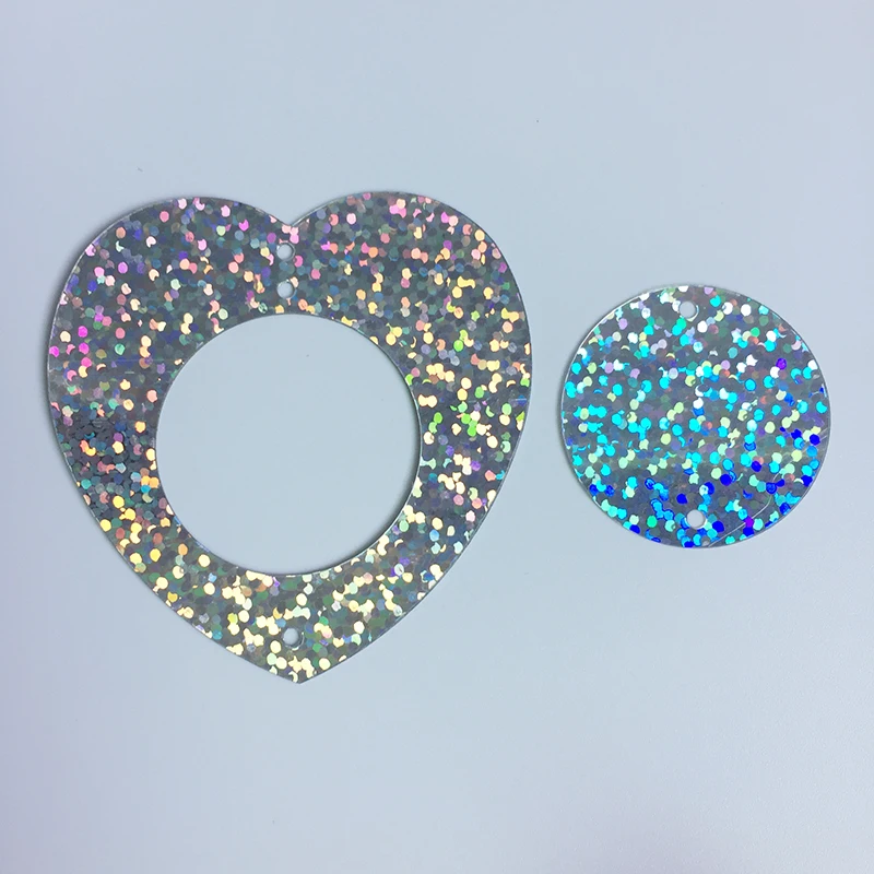 

500g 55mm Love Heart Circle Sequins For Crafts PVC Flat Sewing Accessories With Side Holes Confetti Spangles