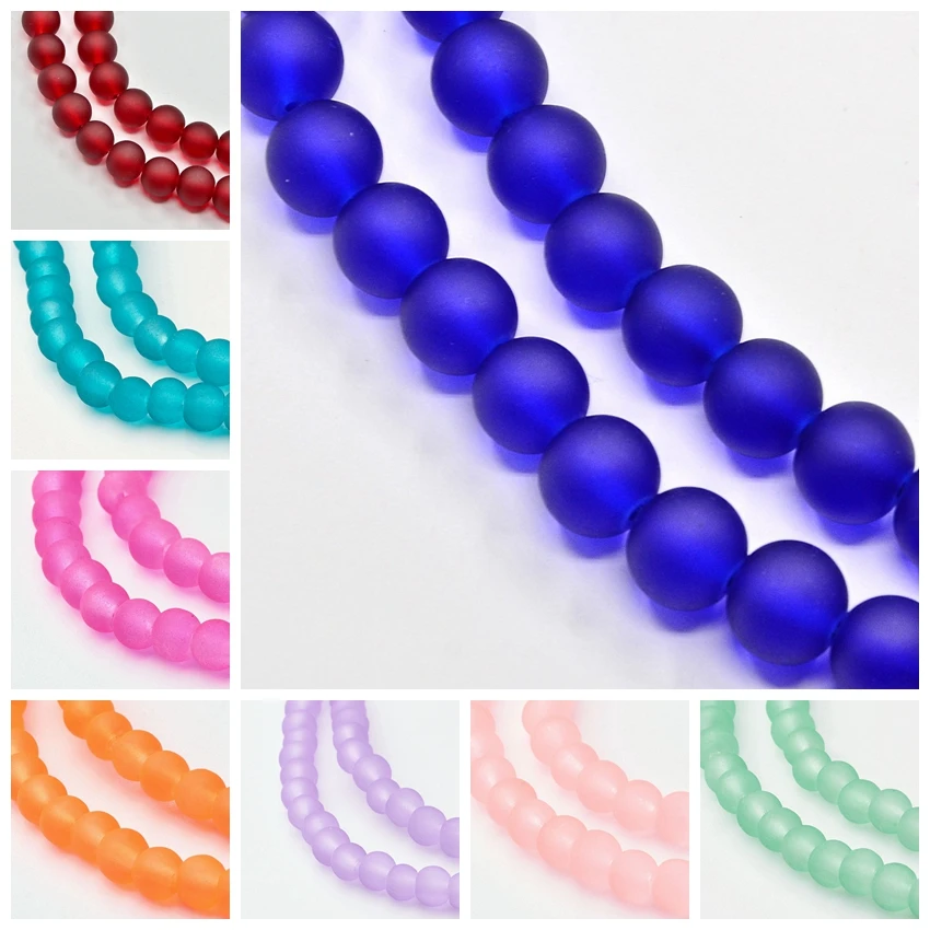 6mm 140pcs/str Transparent Glass Loose Crystal Bead Strands, Frosted, Round, 6mm, Hole: 1.3~1.6mm; about 140pcs/strand, 31.4\