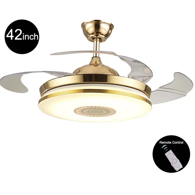 110v 220v 42inch Modern Gold Fan Ceiling Lights Fixtures Acrylic 110v 220v 42inch Modern Gold Fan Ceiling Lights Fixtures Acrylic Invisible Light Kit