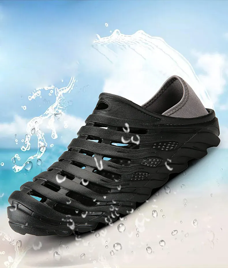 1 (1)Sandals Mesh Shoes Men Breathable Beach Slippers Sport Water Socks Hollow Aqua Wading Shoes Chaussure Homme