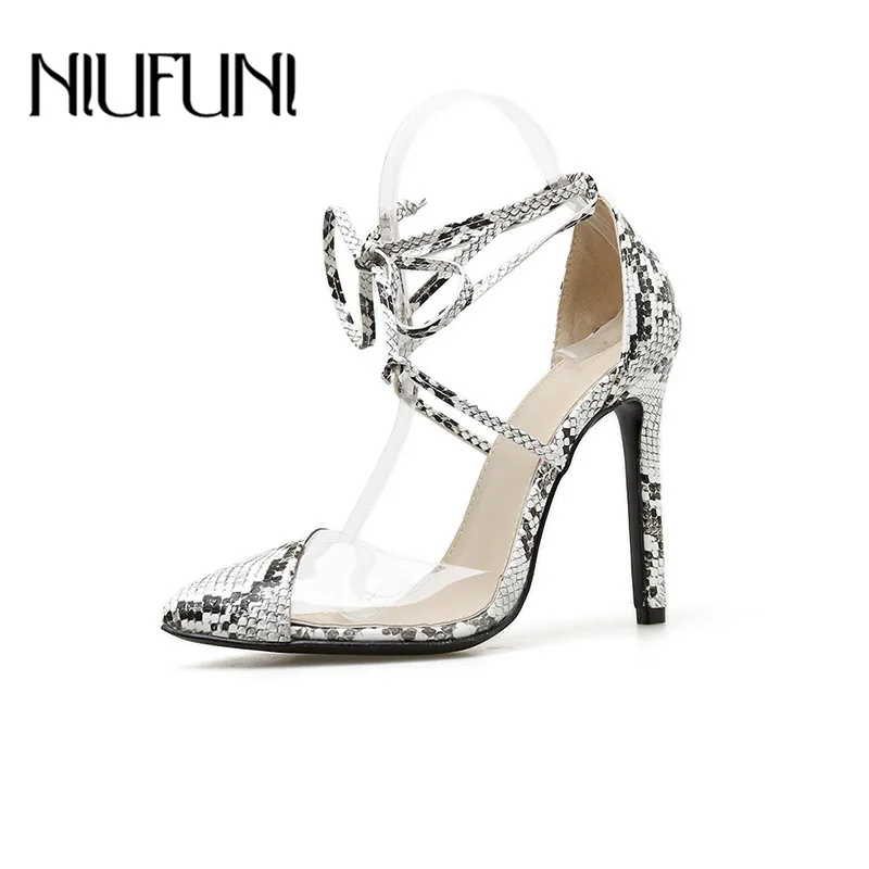 

Pointed Transparent Snake Pattern Women's Sandals 2020 Summer New Hollow Stiletto High Heels Ladies Sandals Sexy Shoes Women