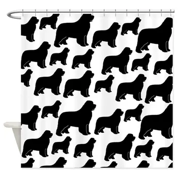 

Newfoundland silhouettes Shower Curtain Decorative Fabric Shower Curtain Set and Anti-slip Floor Mat Outdoor Rugs