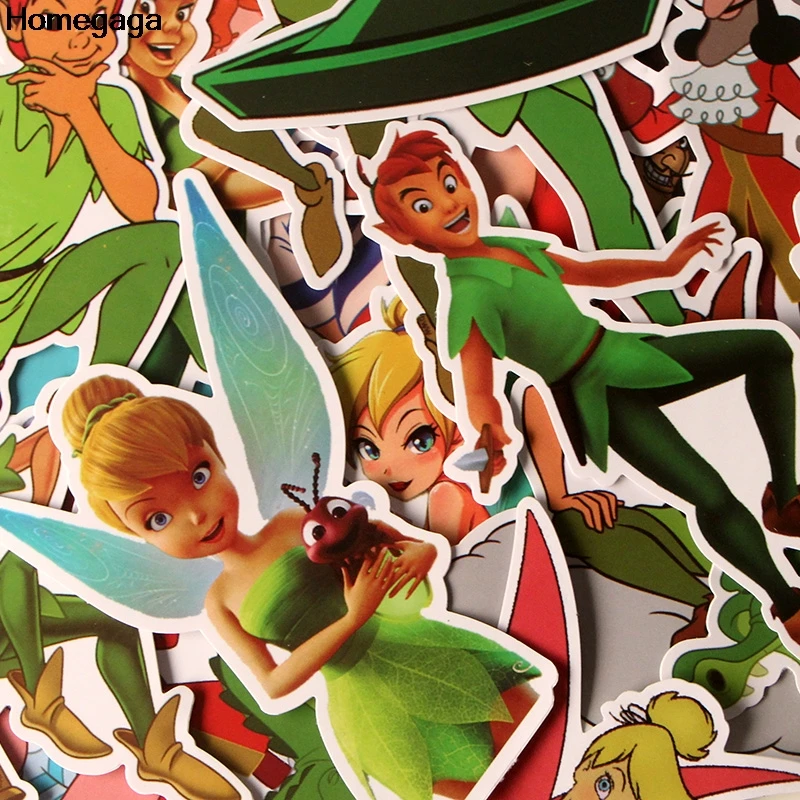

Homegaga 19pcs Peter pan kids cartoon pasters diy cosplay print notebook phone laptop bicycle scrapbooking decals stickers D2012