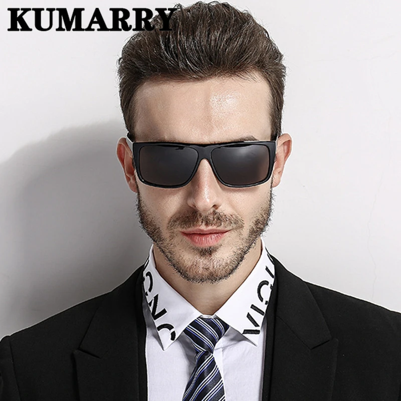 KUMARRY модные квадратные поляризованные солнцезащитные очки мужские