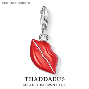 

2019 Sexy Red Enamel Lips Kiss Charm Lips Pendant Charm Valentines Day Sexy 925 Silver Gift Fit Bracelet Necklace Lips Jewelry