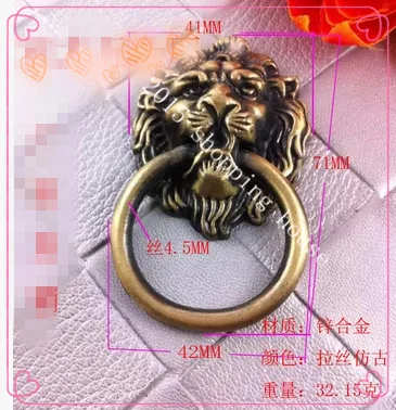 

Hardware accessories Antique Vintage rings lion head door handles European bronze wardrobe cabinet drawer cabinet door handle