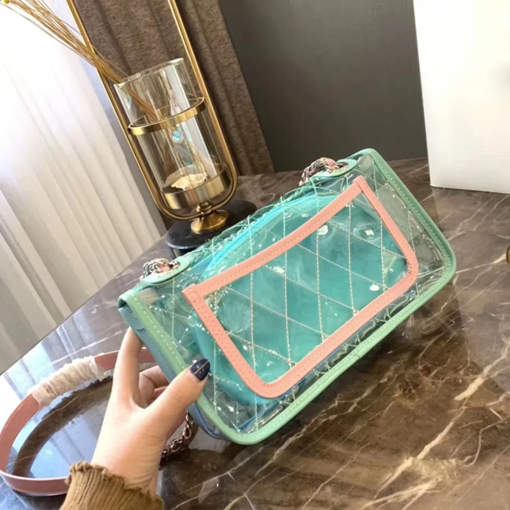 

R1067 2019 Women Brand PVC Transparent Handbag Female Shoulder Cross Body Beach Bags Lady Luxury Hand Bags Designer Shoulder Bag