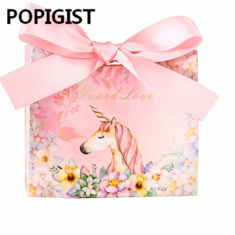 

The unicorn party Favors Bomboniera birthday gift box marble Candy Boxes wedding gift package 50pcs