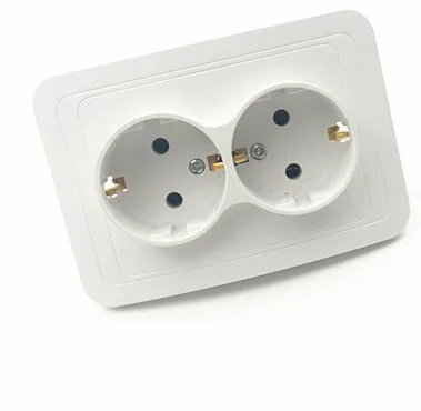 

Dual EU Wall Socket 16A 250V 2P+E Standard Grounding Power Socket Smart Outlet Electrical Socket