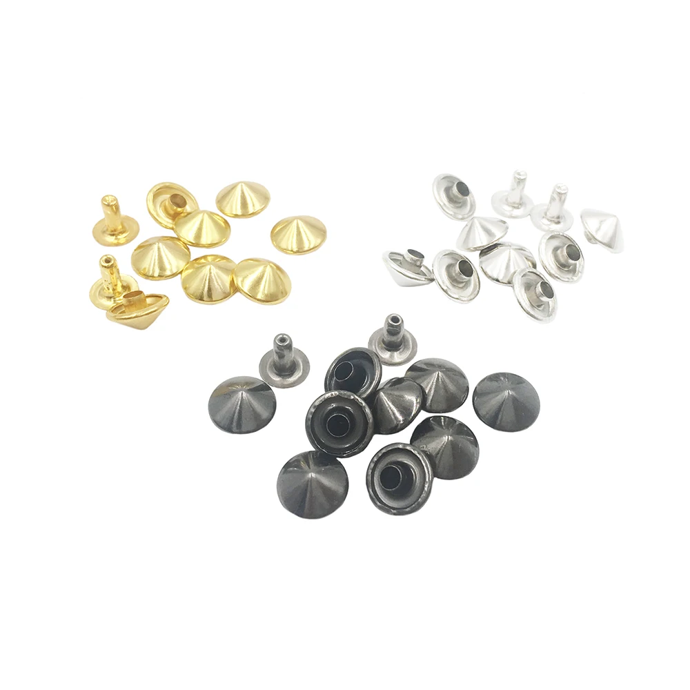 

100sets 10mm Metal Cone Type Rapid Rivets Studs Spots Nailhead Spikes Bracelet Clothes DIY Garment Rivets Studs For clothing Bag