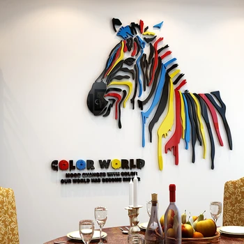 

Aqumotic Tv Wall Stickers for Kids Colorful Zebra 3-d Wall Art Stickers Fashion Home Coffee Bar Big Acrylic Mirror Surface