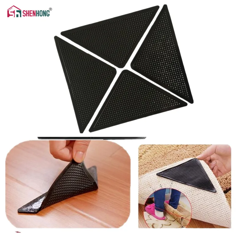 

4pcs/Set Reusable Washable Rug Carpet Mat Grippers Non Slip Silicone Grip For Home Bath Living Room